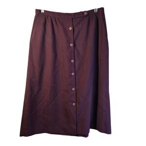 Personal Plum Button A-Line Skirt, Size 16 – Classic Mid-Length Style [0113]